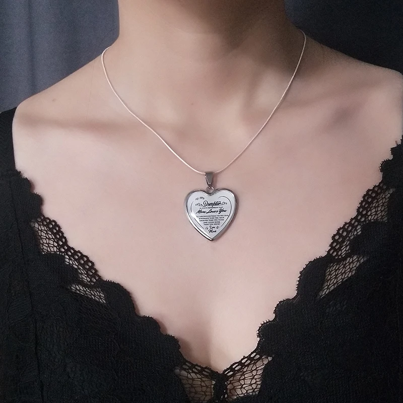 

2020 New Women Necklace Gold Silver Color To My Daughter Love Mom Heart Shape Pendant Necklaces Inspirational Jewelry Gifts