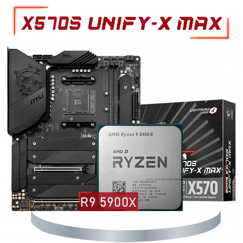 

Набор материнской платы AM4 MSI Мег X570S UNIFY-X MAX Gaming + AMD Ryzen 9 5900X, системная плата с процессором Ryzen Kit 5900X, R9, AMD X570