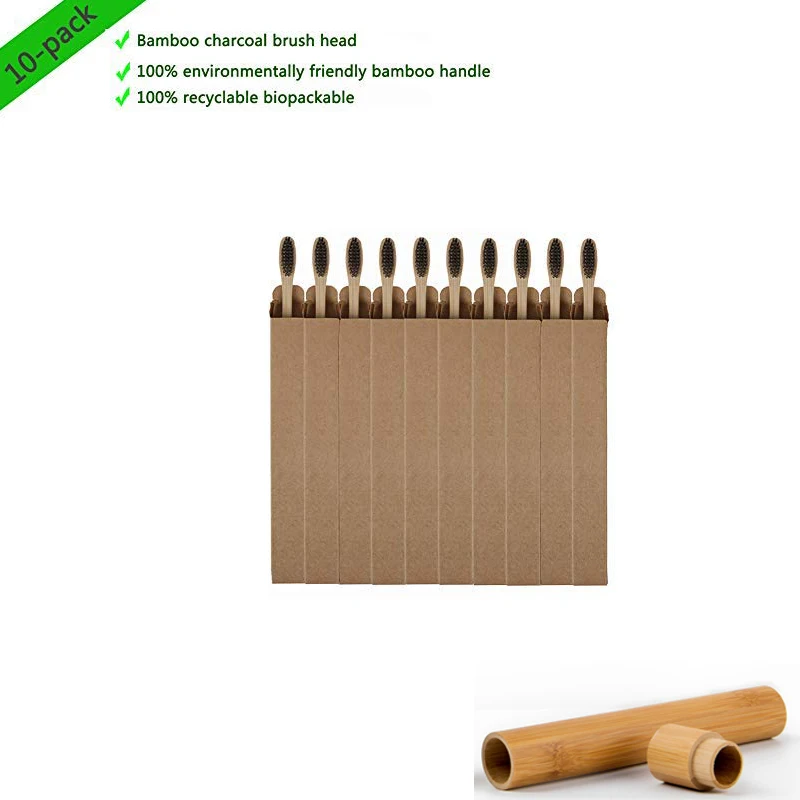 10 шт. натуральная чистая бамбуковая зубная щетка настольная Мягкая для волос
