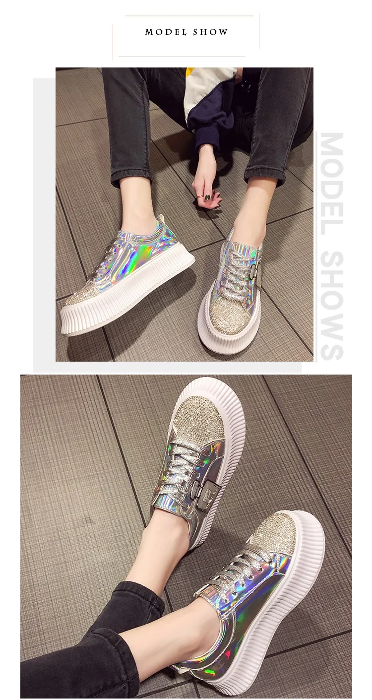 Brand Women Sneakers Slip on Fashion Platform Flats for Lady Spring Autumn Summer Slipony Rhinestone Blingbling Casual Shoes