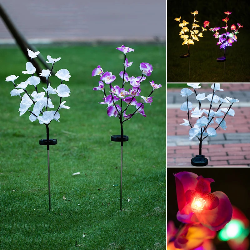 

Solar Phalaenopsis Light LED Artificial Flower Lamp Luminous Outdoor Landscape Decoration for Garden Courtyard Lawn Dropship