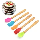 Цветной силиконовый шпатель с бамбуковой ручкой, антипригарный, высокотемпературный кухонный инструмент для выпечки, кухонные аксессуары, утварь, гаджеты