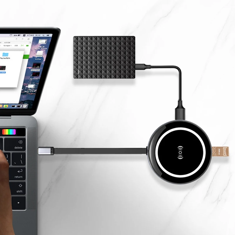 Многофункциональный usb-хаб адаптер 9 в 1 USB C концентратор гигабит RJ45 4K HDMI QI