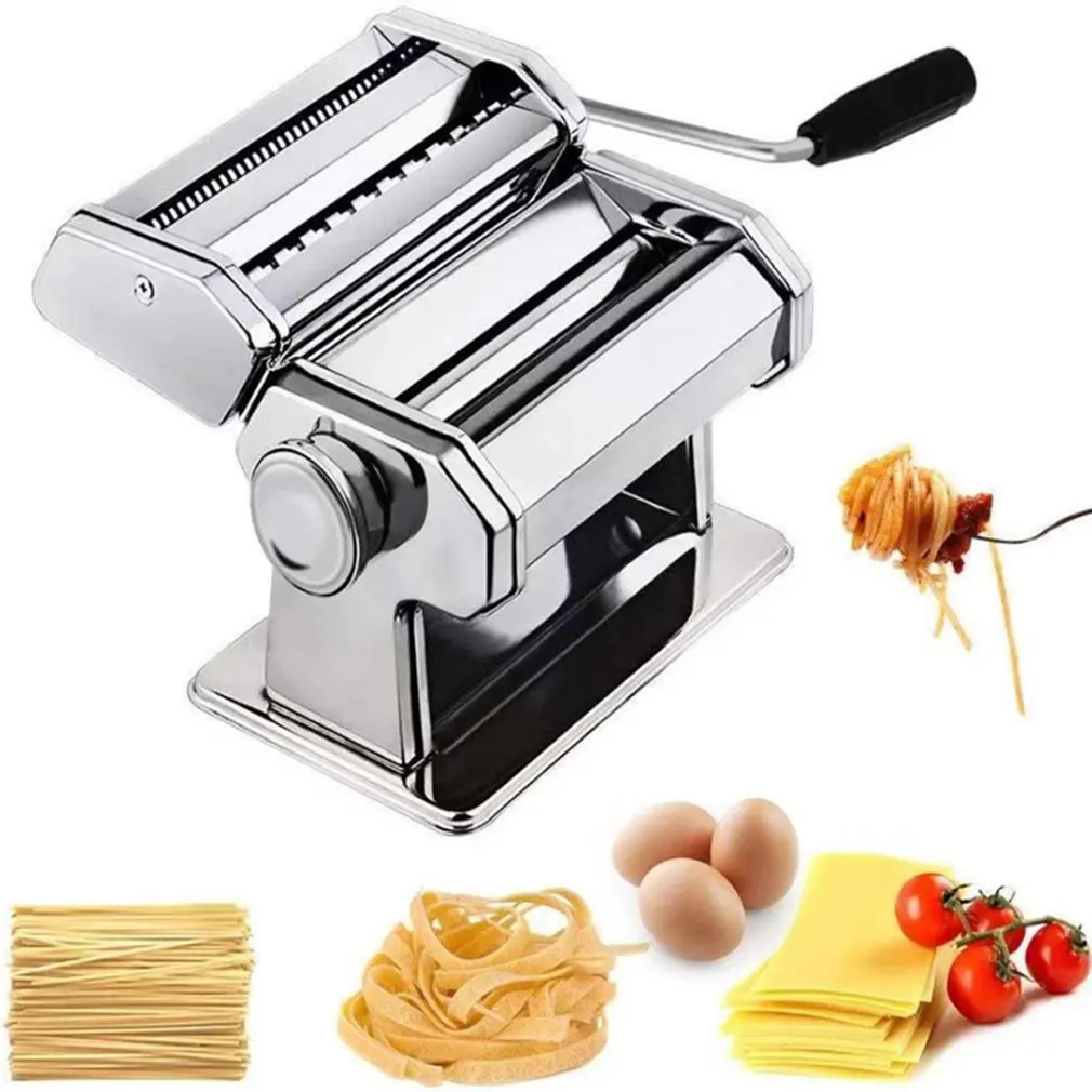 

Noodle Pasta Maker Stainless Steel Machine Lasagne Spaghetti Tagliatelle Ravioli Dumpling Maker Machine With Two Cutter Kitchen