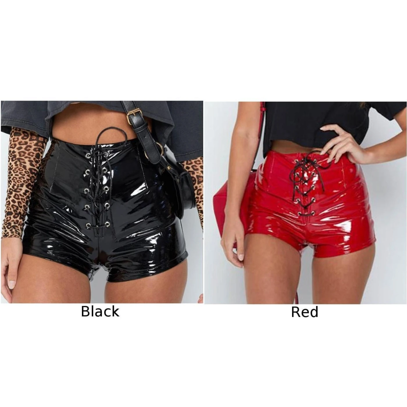 

2020 Summer Women's PVC Gothic Wet Look Mini Shorts High Waist Dance Comfortable Club Rock Hot Pants