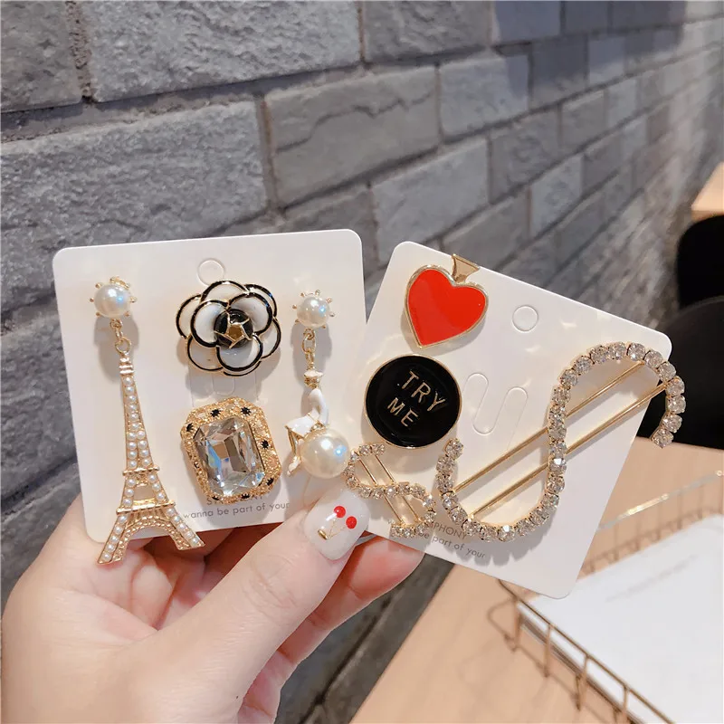 Новинка Женская брошь заколка с милыми цветами буквами S в форме сердца башни