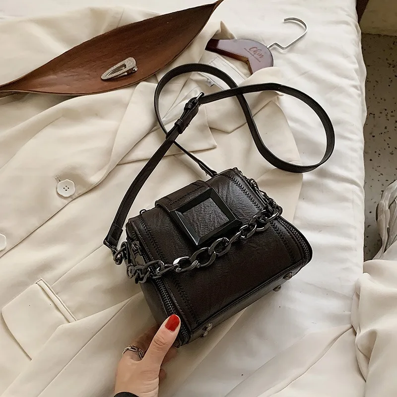 

Fashion handbag 2020 new trendy high-quality PU large capacity messenger bag wild texture high-quality western style bucket bag