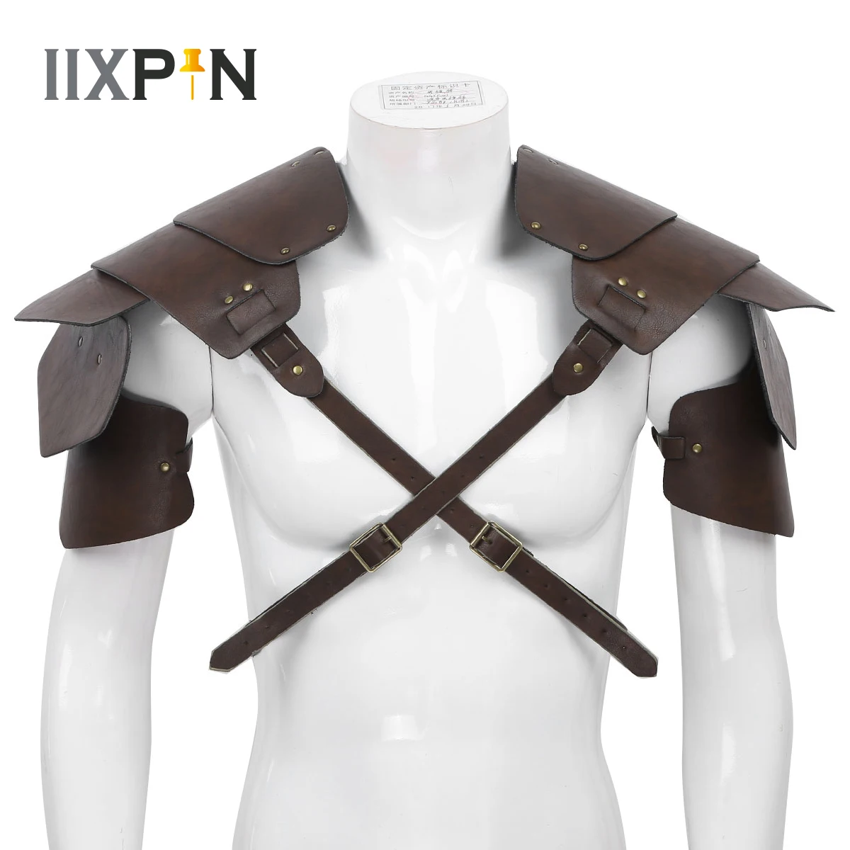 

Medieval Steampunk Shoulder Armors PU Leather Rivet Viking Knight Pauldrons Adjustable Chest Harness Belt Cosplay Costume Men