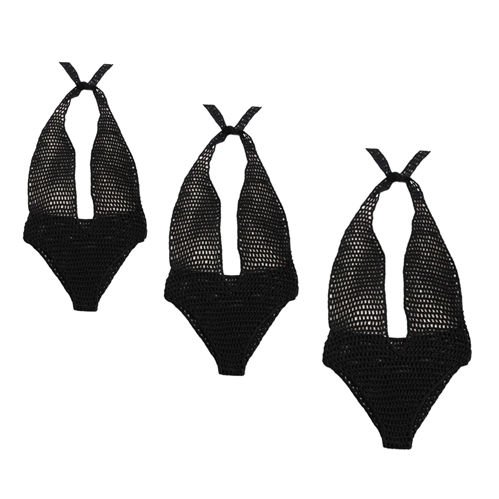 Женский черный кардиган Крючковой вязки пляжное бикини Монокини глубокий