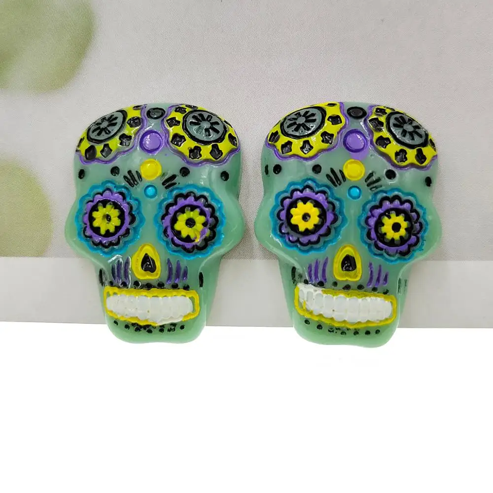 15 шт./лот резиновые аксессуары с плоским основанием в виде черепа | Дом и сад