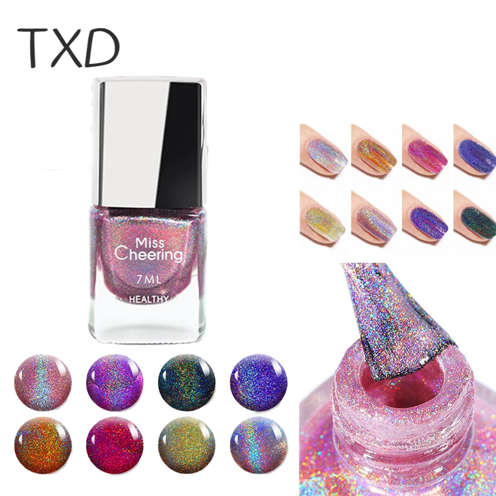 

TXD 7ml Luxury Starry Color Nails Semi Permanent UV Gel Polish Lacquer Varnish Foil Laser Glitter Galaxy Nail Gel