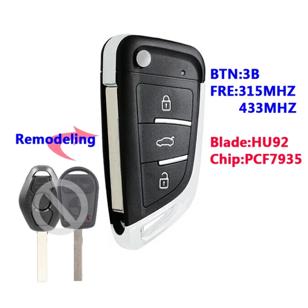 

XNRKEY B Тип EWS 3B переделка откидной ключ 315 МГц с чипом PCF7935 HU92 лезвие