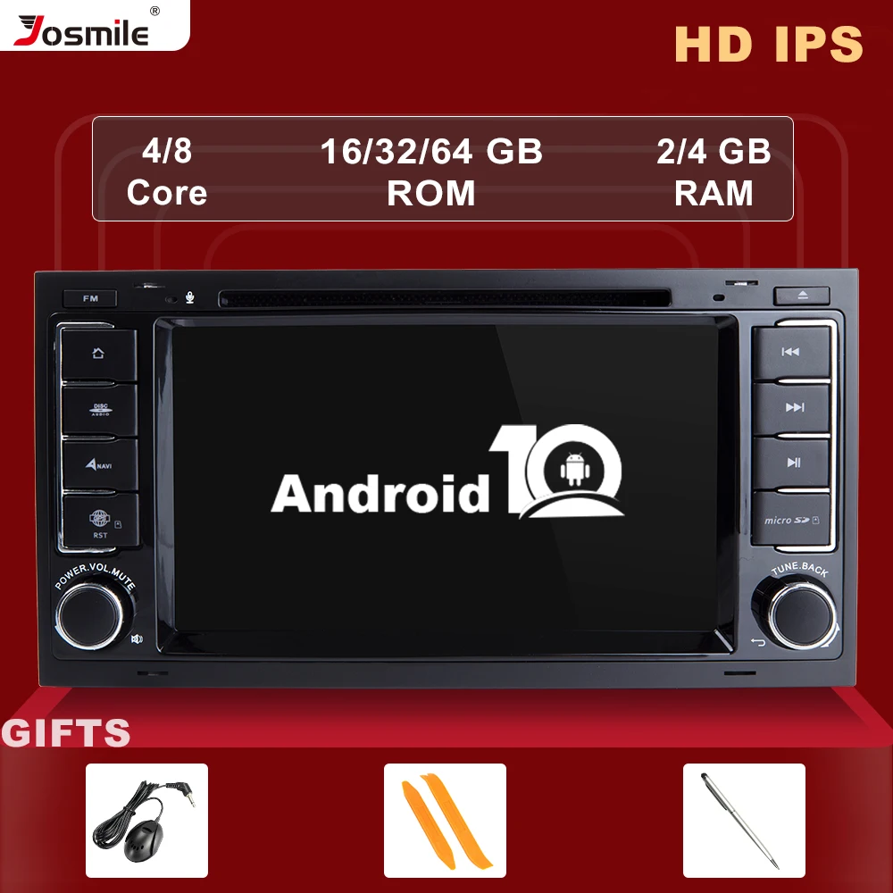 Автомобильный мультимедийный плеер Josmile 2 din Android 10 GPS для VW Volkswagen Touareg T4 Transporter T5