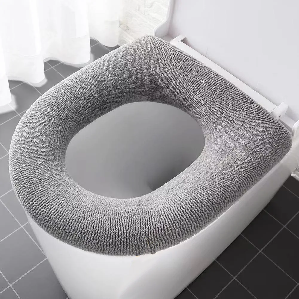 

Winter Warm Toilet Seat Cover Closestool Mat Washable Nordic Toilet Seat Pads Knitting Pure Simplicity Solid Color Bidet Cover