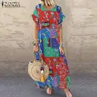 Платье ZANZEA женское пляжное с коротким рукавом, пляжный свободный сарафан в богемном стиле, Повседневная вечерняя одежда, кафтан, лето 2021