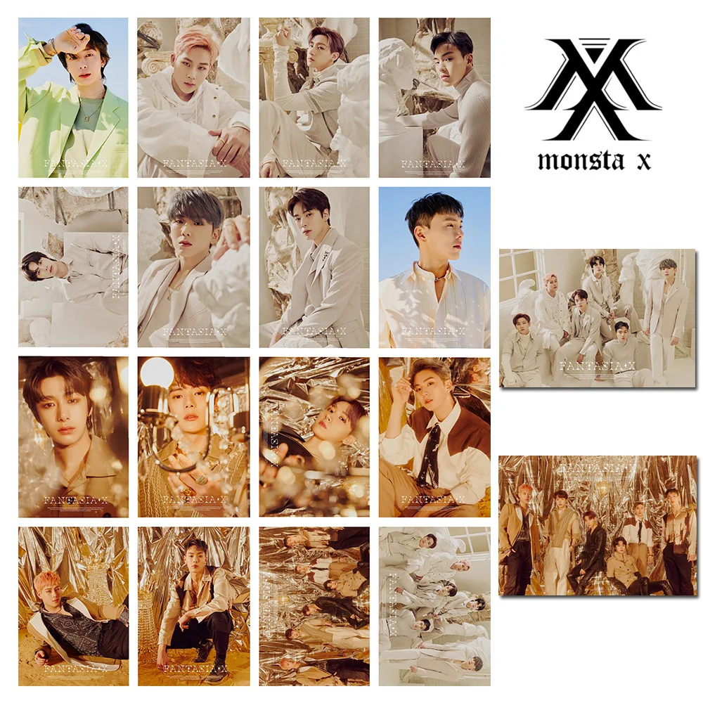 16 шт./компл. Kpop Monsta X Фотокарта группа новый альбом Fanasia Lomo карта открытка HD