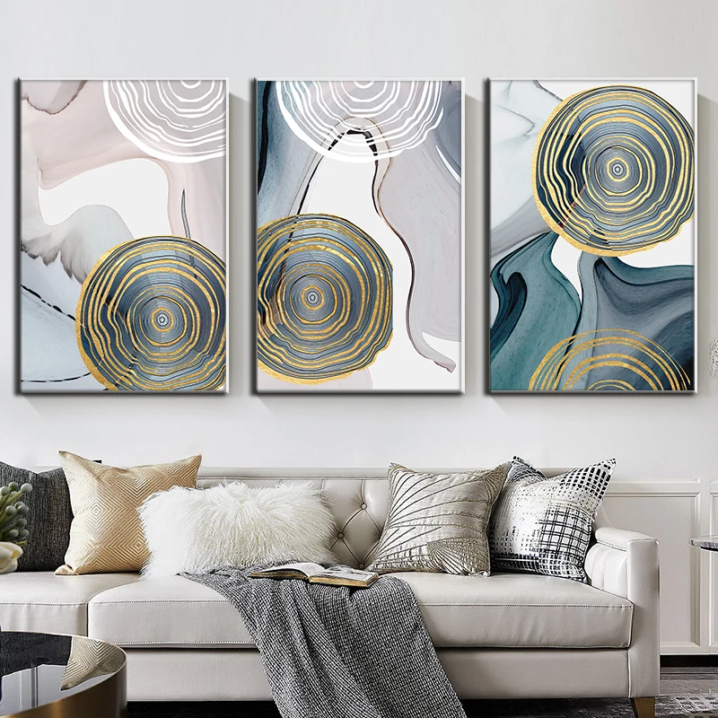 

Modern Abstract Gold Green Trail Annual Ring Poster Canvas Painting Wall Art Print Picture for Minimalist Living Room Home Decor