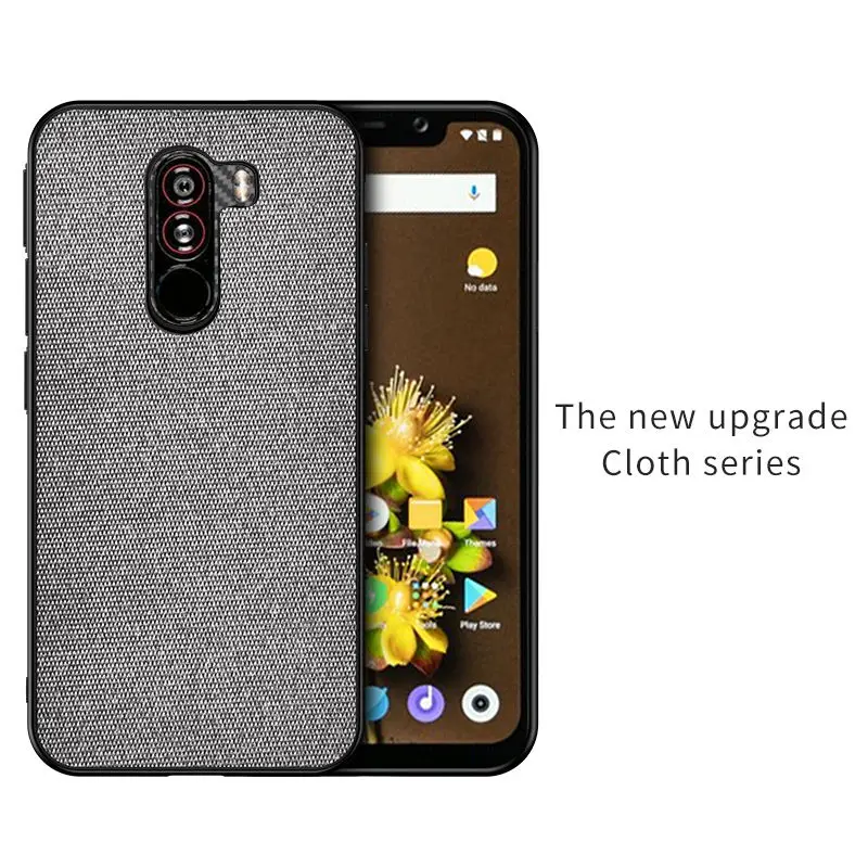 Gray Роскошный ультра-тонкий хлопковый тканевый чехол s для Xiaomi POCOPHONE F1 Phone Sofr силиконовый чехол для задней панели POCOPHONE F1 кожаный чехол - Цвет: Gray