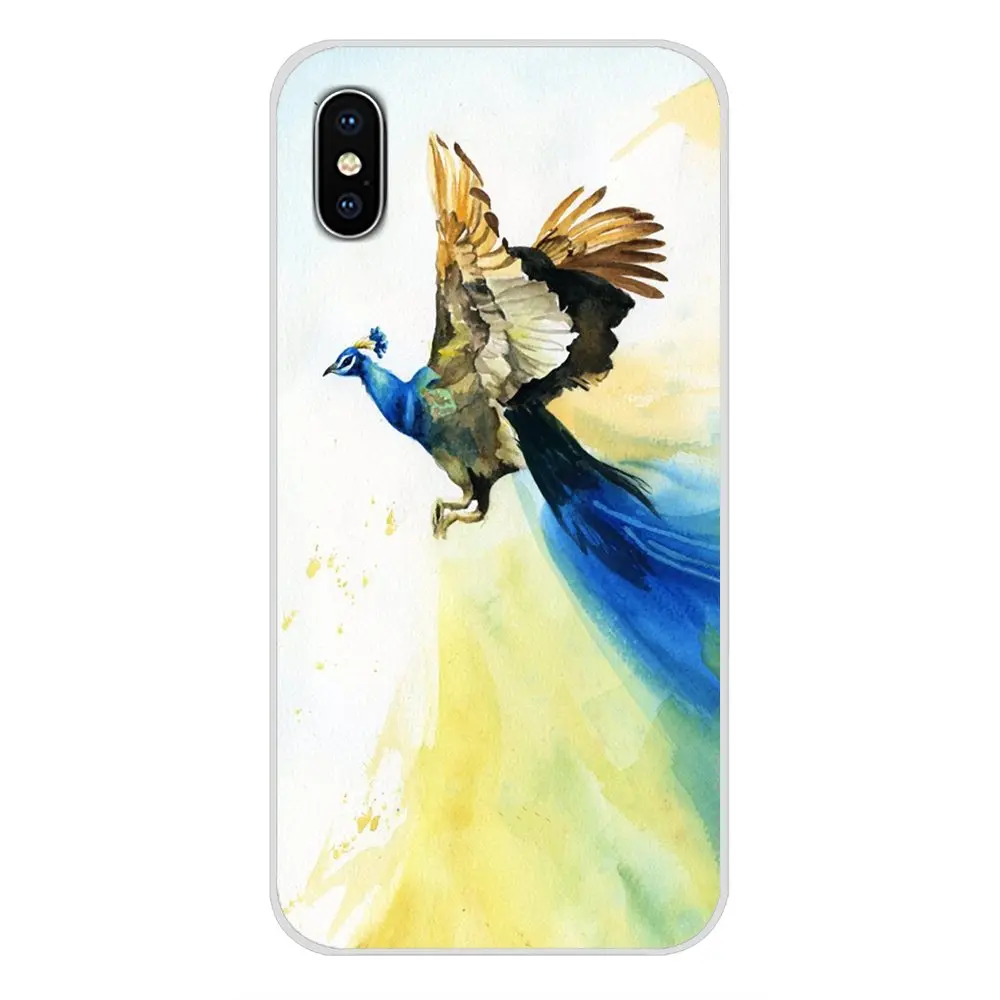 Аксессуары для телефона Чехлы акварель Павлин Apple iPhone X XR XS 11Pro MAX 4S 5S 5C SE 6S 7 8 Plus ipod 5 6