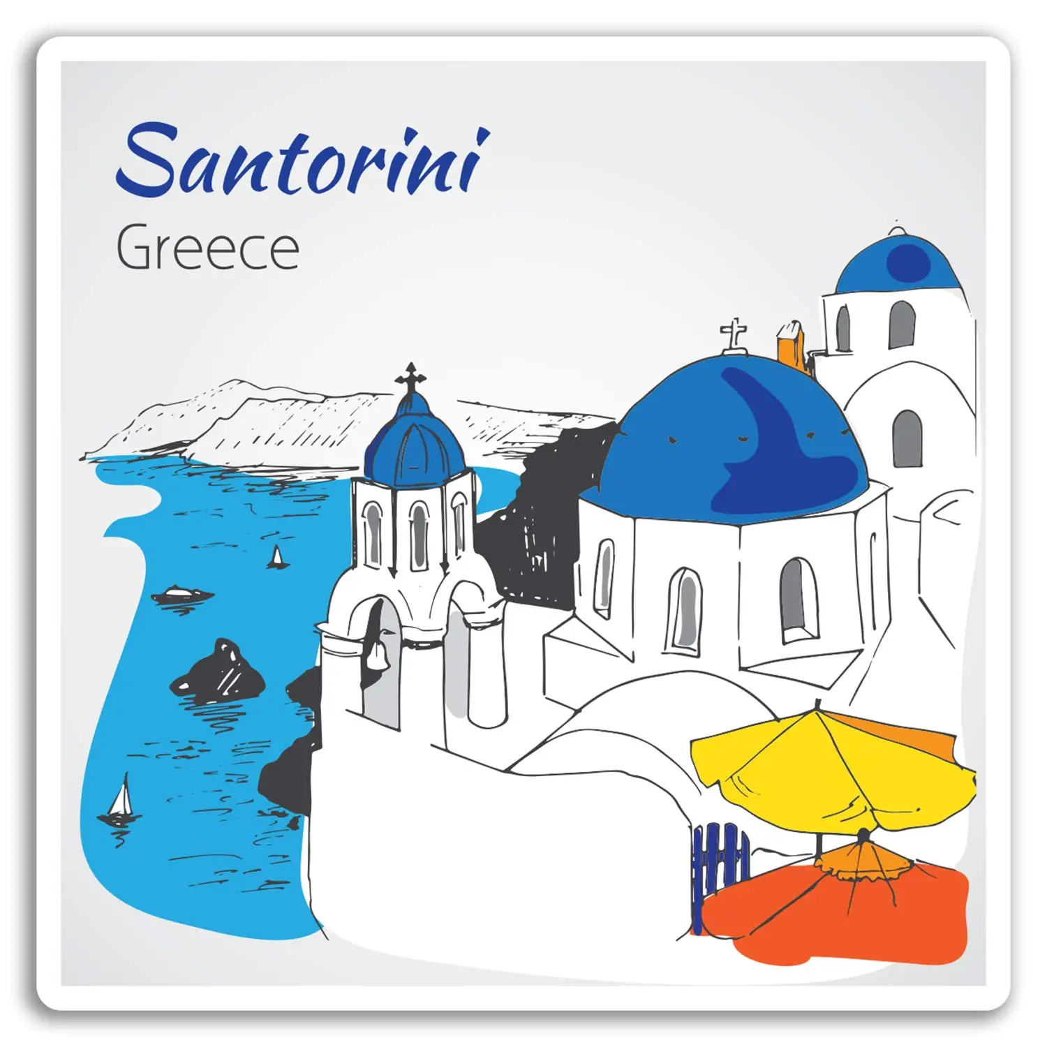 For 2x10cm Santorini Greece Vinyl Stickers Travel Sticker Laptop Luggage #17705 (10cm Wide) |