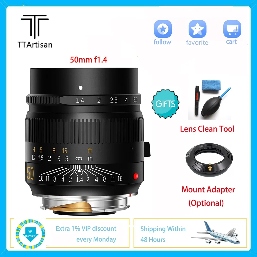 TTArtisan 50 мм F1.4 объектив камеры полная Рамка для Leica M Mount Sony E Nikon Z Canon R Fuji FX АДАПТЕРНЫЕ