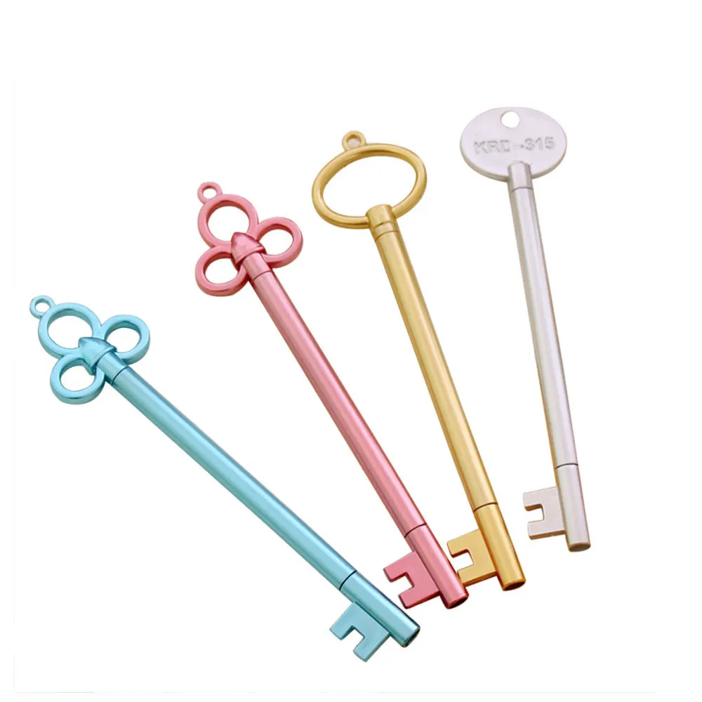 

5pcs Vintage Key Shaped Pen Pens with 0.38mm Fine Point Black Ink Office Supplies Stationery for Students (Random Color)