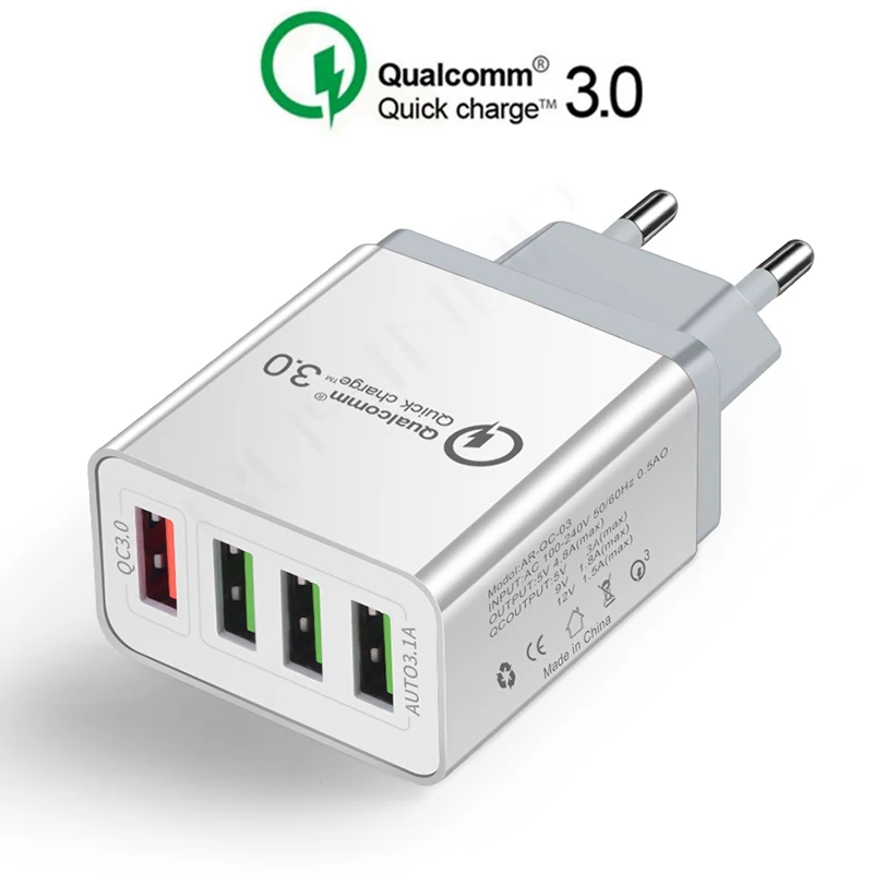 OUSU Универсальный 4 порта 30 Вт Быстрая зарядка 3 0 USB быстрое зарядное устройство