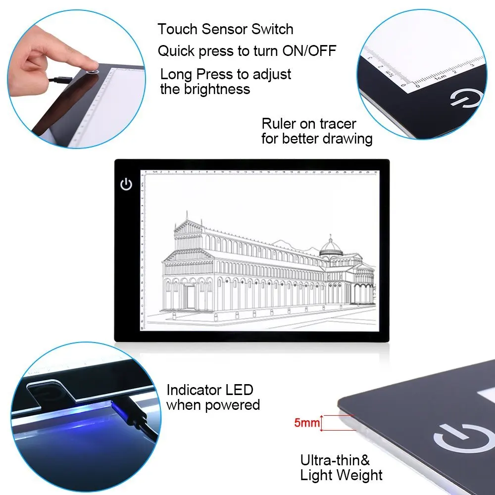Горячая продажа Портативный А4 планшет со светодиодной подсветкой тату
