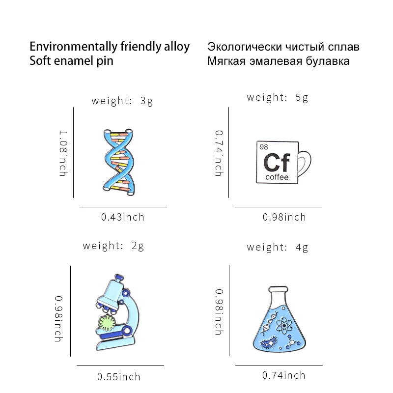 Оптовая продажа эмалевые значки для микробиологии ДНК броши с колбой кофейной