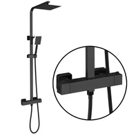 black thermostatic shower faucet set rainfall multiple types bathtub tap with high spray bathroom fauct