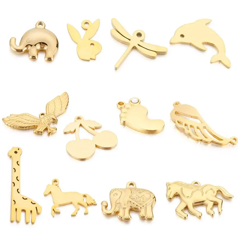

Stainless Steel Animal Giraffe Horse Elephant Cherry Connector For Women's Gift DIYJewelry Accessories Necklace Pendant