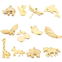 stainless steel animal giraffe horse elephant cherry connector for womens gift diyjewelry accessories necklace pendant