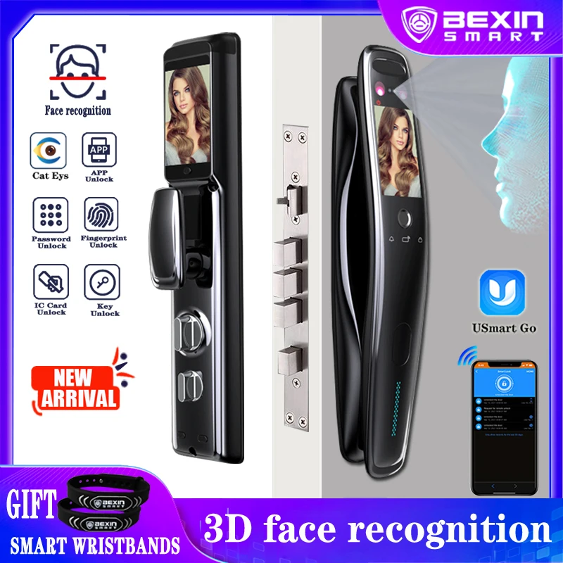 

Smart face Fingerprint Door Lock Security face & camera monitor Intelligent Lock Biometric Electronic Door Lock With APP Unlock