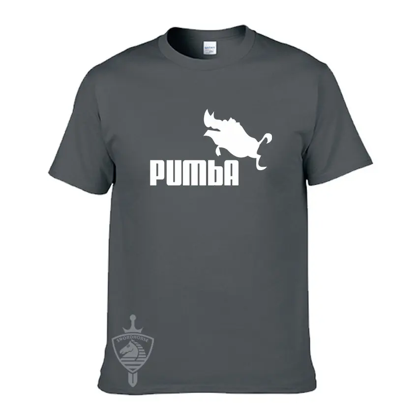 Европейский размер бренд PUMBA Лев Футболка Король Хлопок топы тройники мужские с