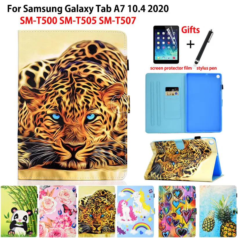 

Case For Samsung Galaxy Tab A7 10.4 2020 Case Cover T500 SM-T500 SM-T505 SM-T507 Funda Tablet Fashion Painted Stand Shell +Gift