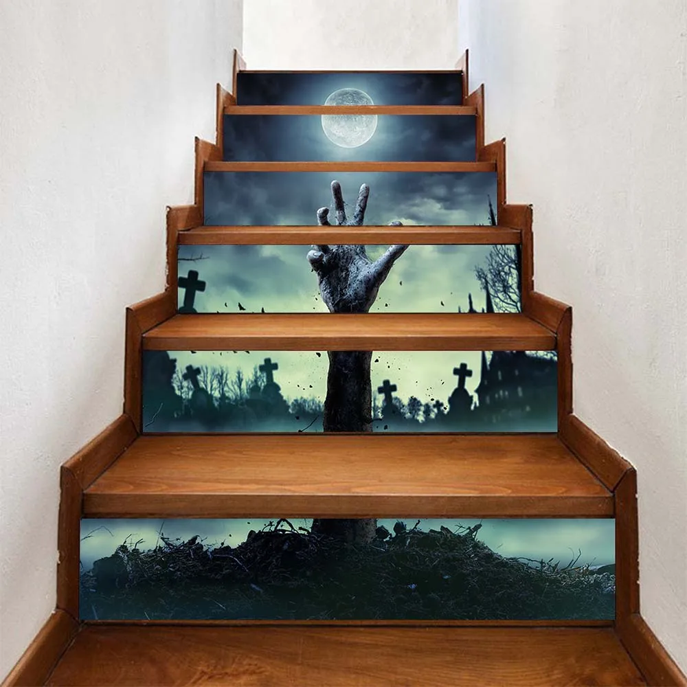 Хэллоуин DIY 3D террор лестница наклейки Стикеры для лестницы удаляемый