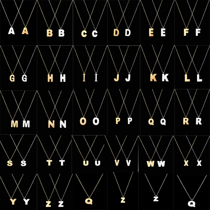 Индивидуальное ожерелье с буквенным принтом Мужская подвеска золотистого и