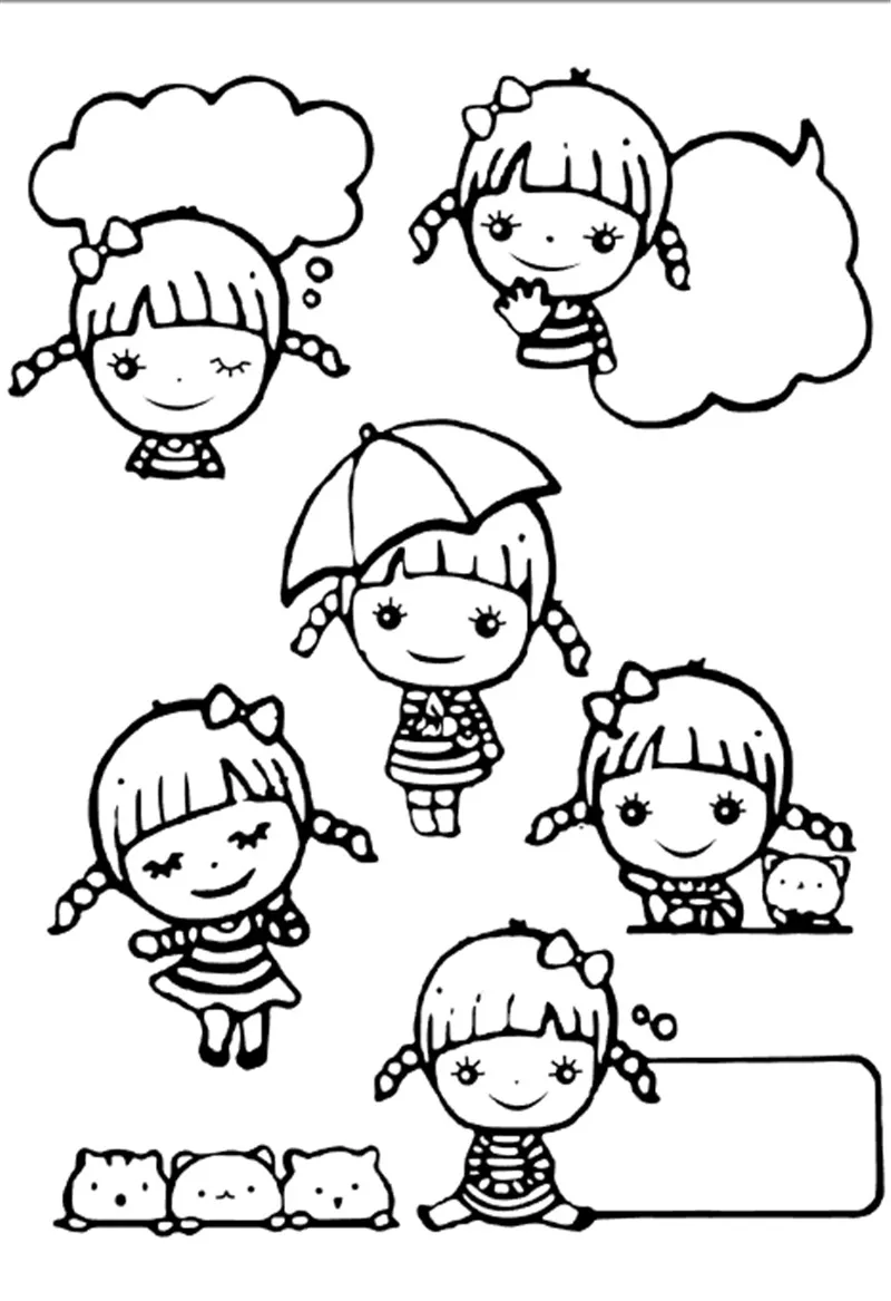 Прозрачный силиконовый штамп для маленькой девочки 11 х16 дюймов|Штампики| |