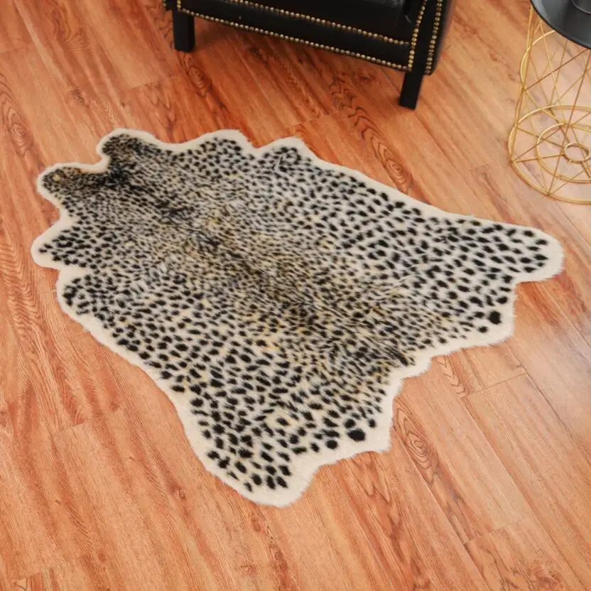 Nordic imitation leopard pattern Rug faux skin leather NonSlip Antiskid Mat washable Animal print Carpet for living room bedroom