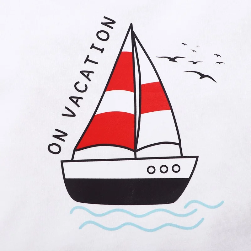 

Summer Baby Clothes Set Infant Clothes 2 Pcs Sets Cotton Ship Coconut Tree Short Sleeve T-shirts+short Pants Babys Sets 0-18M