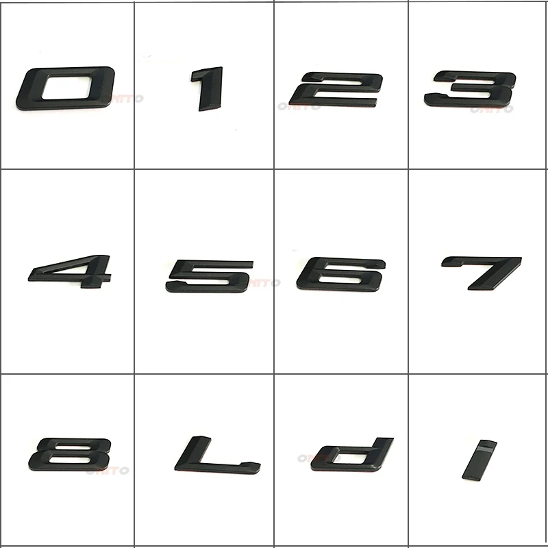 

Matt Black Rear Boot Trunk Emblem lettering Badges Logo For Digital Arabic Numbers Decals DIY Badge 0 1 2 3 4 5 6 7 8 D/L/i