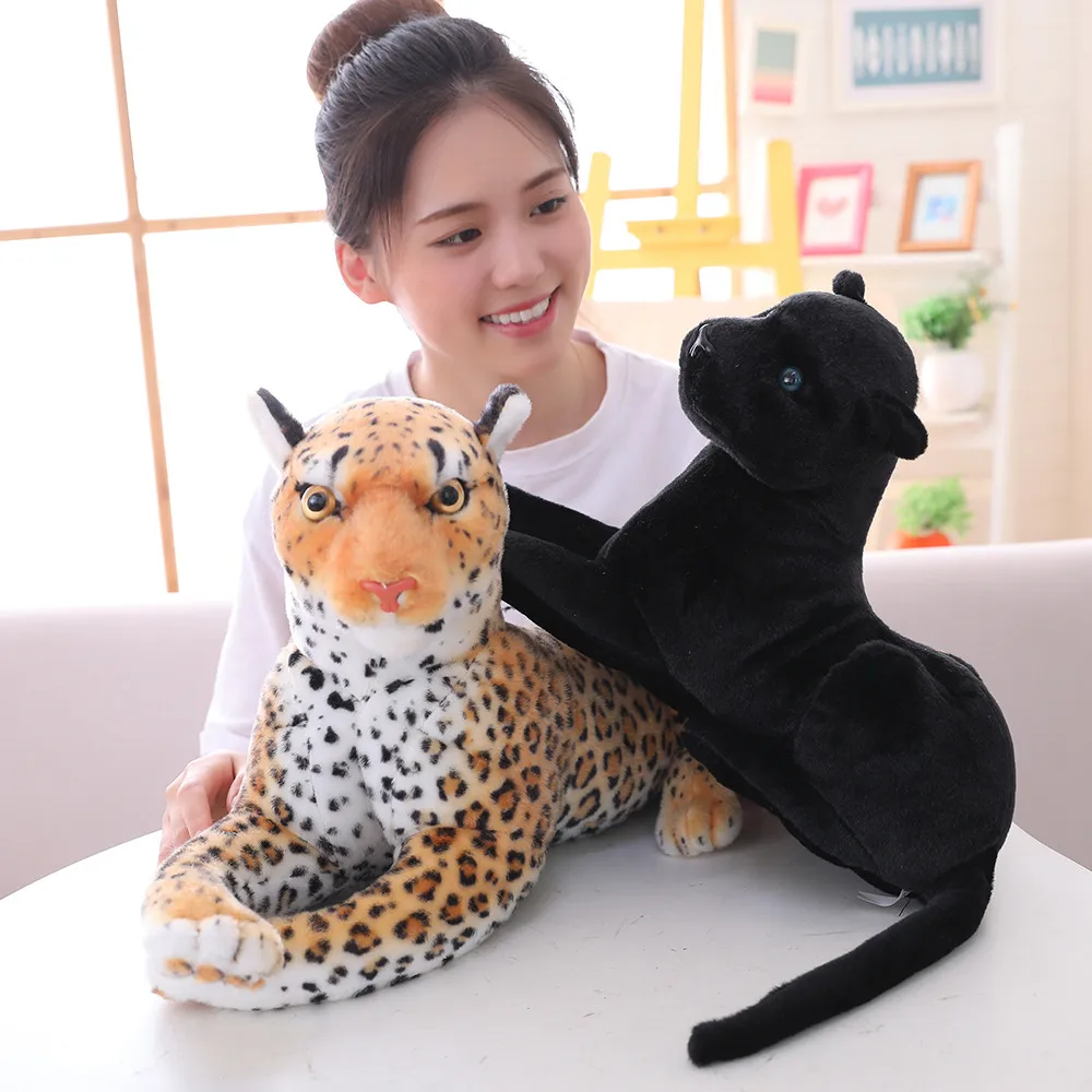 

30-110cm Giant Stuffed Animal Simulation leopard Plush Lying leopard Black Brown Birthday Gifts Children Baby Christmas Gifts