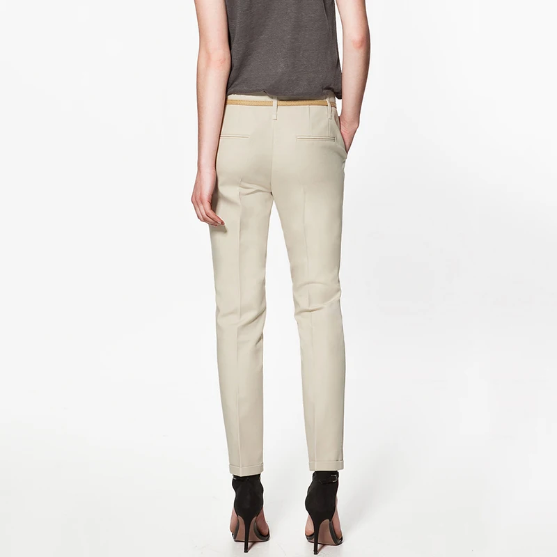 Женские повседневные брюки-карандаш офисные брюки с отворотами на осень и весну |