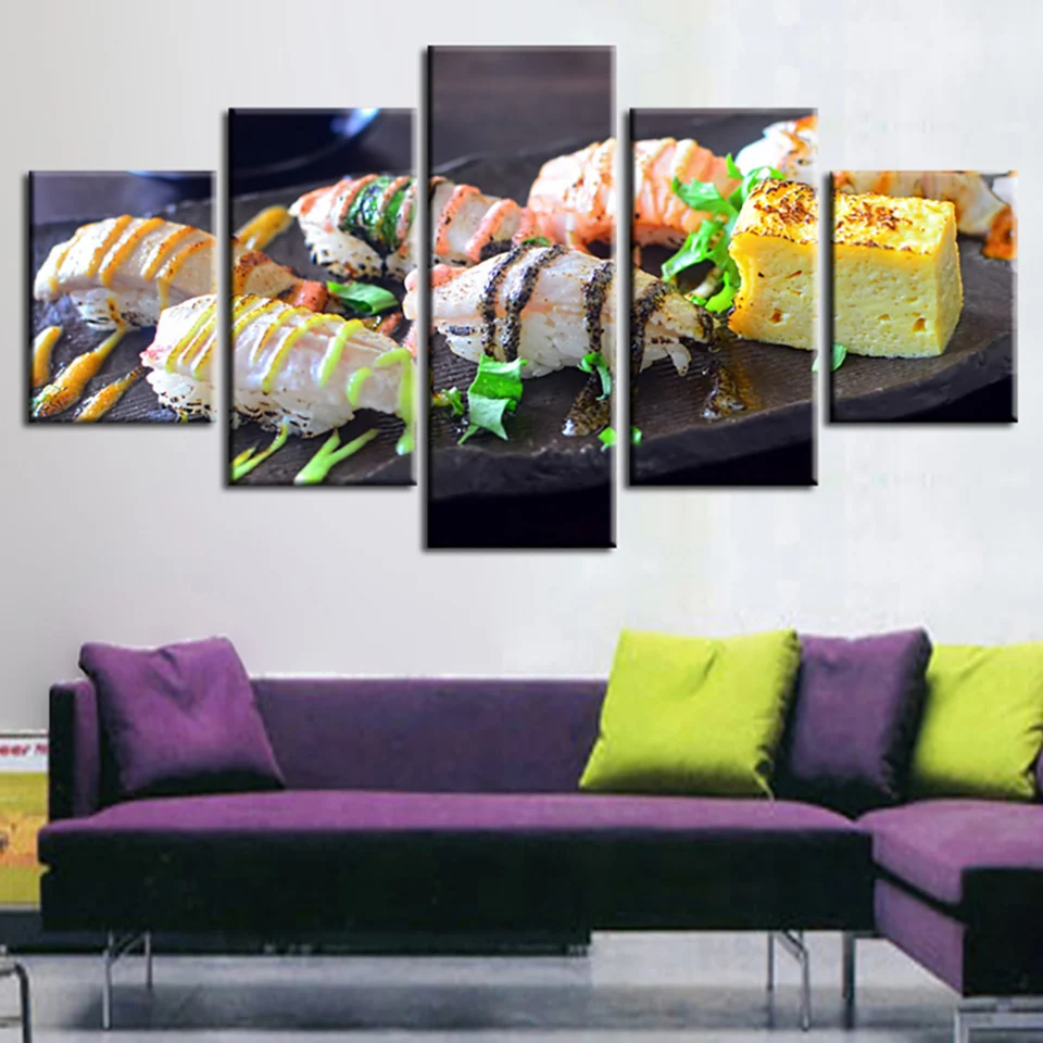 

Decor HD Print Pictures Painting Wall Art Modular Poster 5 Piece/Pcs Delicious Sushi Food Modern Canvas Living Room Frame Home