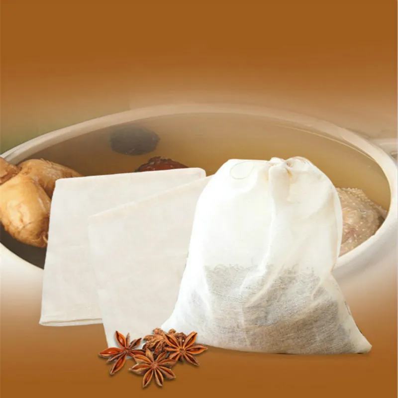 10 Pcs Mesh Bag Cotton Linen Reusable Food Filter Mesh Bag Nut Milk Bean Muslin Fish Soup Cook Boiling Spice Filter 26cmX20cm images - 6