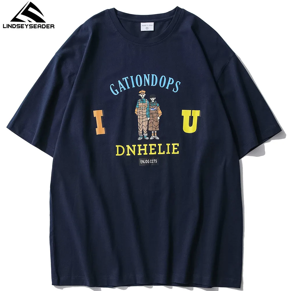 

LINDSEY SEADER Men's T-shirt Hip Hop Oversized Print 2021 Casual Harajuku Streetwear Summer Short Sleeve cotton Tops Tee Tshirt