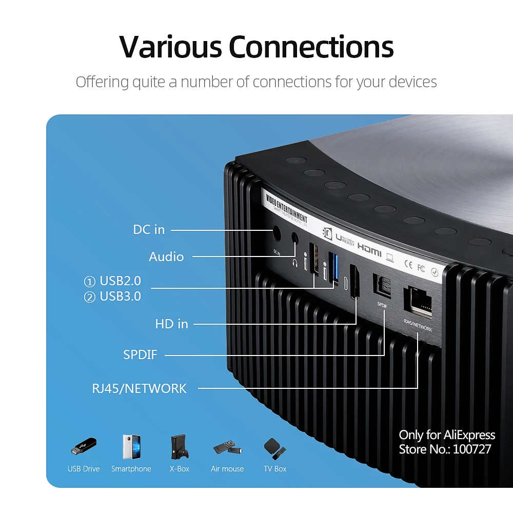 VIVIBRIGHT умный проектор H1 1300 ANSI люменов. Память: 2 ГБ + 16 Гб. Android Wi Fi HD in. Светодиодный