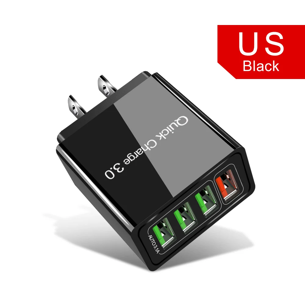 US Plug 48 Вт Быстрая зарядка 4,0 3,0 4 порта USB зарядное устройство USB быстрое зарядное устройство QC4.0 QC3.0 для samsung S10 A50 Xiaomi Mi9 iPhone X 7 настенный адаптер - Тип штекера: US Plug