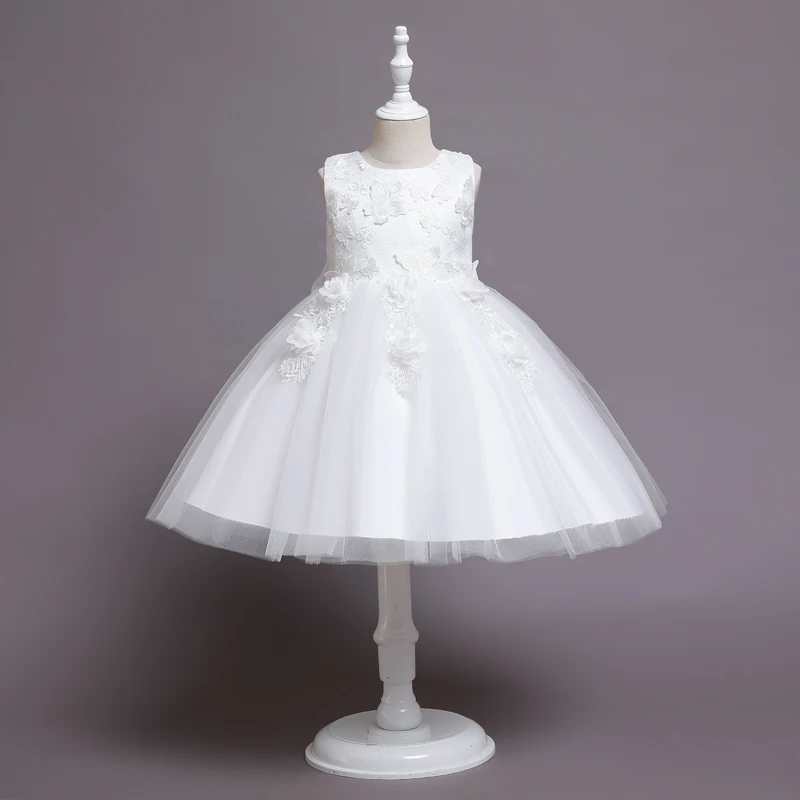 

Children Bow Butterfly White Wedding Bridesmaid Summer Dress Ball Gown Vestidos 2 10 Year Princess Party Prom Baby Girls Clothes