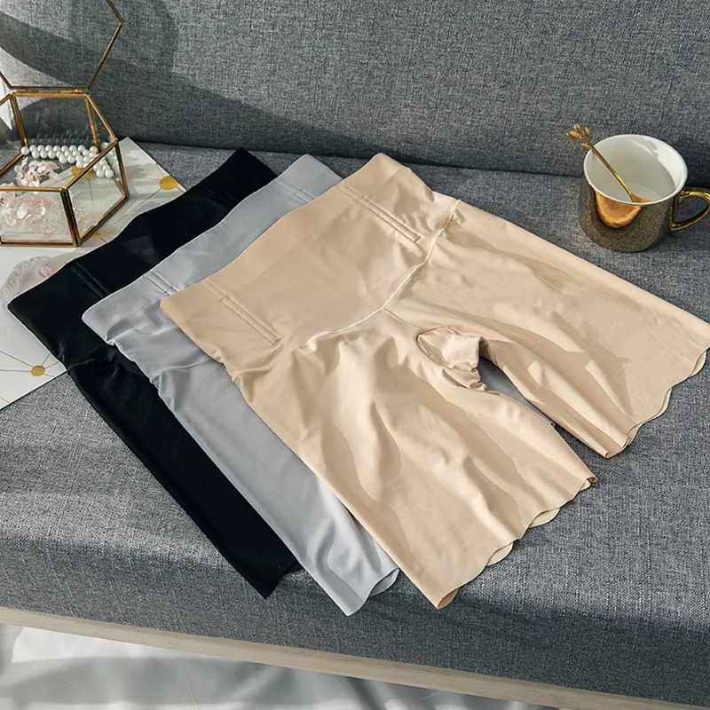 

Women's leggings factory wholesale 2021 ladies' new style ice silk high waist belly tight seamless anti-exposure shorts no curl